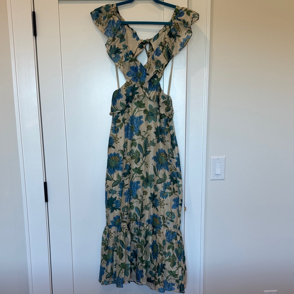 SIR the label Backless Floral Dress - Blue and Green